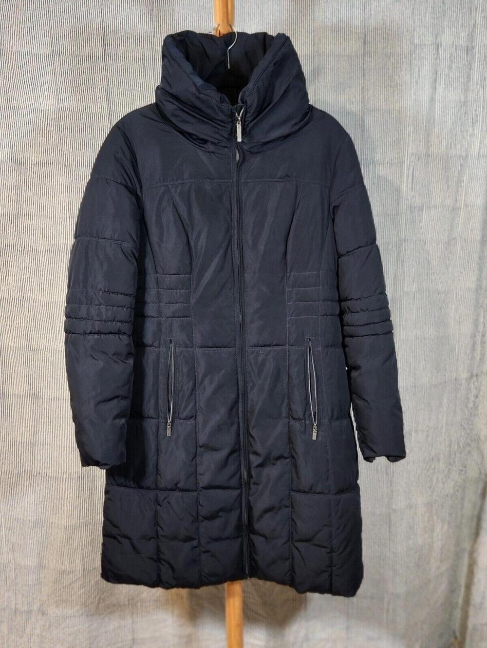 Canda C&A EU 38 S/M Black Funnel Collar Long Quilted Winter Puffer Coat